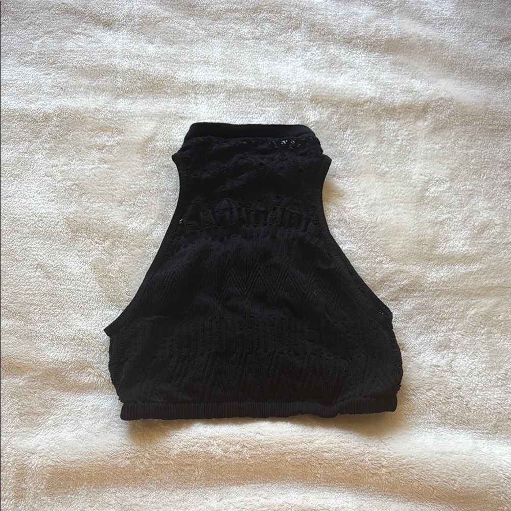 Free People Black Textured Crop Top